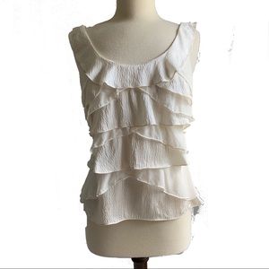 4/$20 WHBM Silk Ruffled Sleeveless top Size M EUC